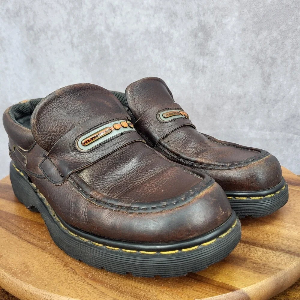 Dr. Martens‎ Loafers Mens 8 Brown Leather Slip On Casual Boat Shoes 9524 England